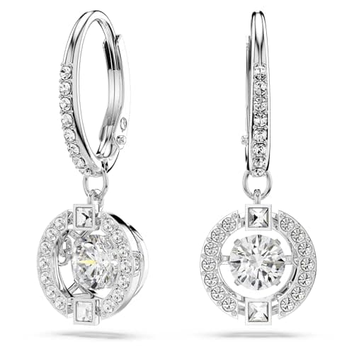 Swarovski Sparkling Dance Necklace and Earrings Jewelry Collection for Women in Rhodium Finish and Blue & Clear Crystal