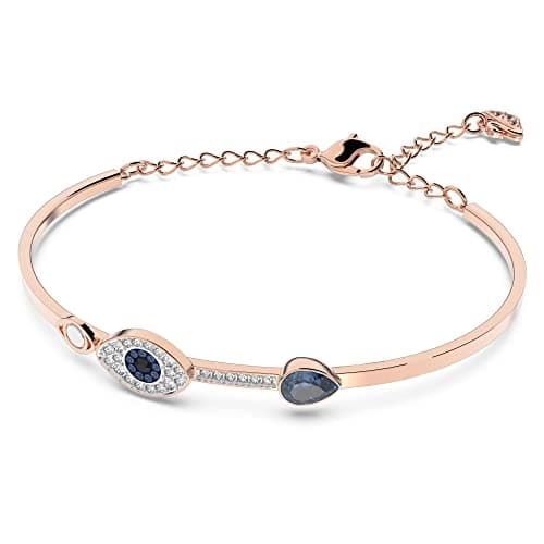 Swarovski Women's Symbolica Evil Eye Bangle Bracelet: Blue Crystal, Mixed Metal Finish, Medium Fit