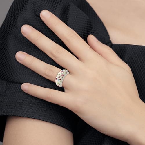 IceCarats 925 Sterling Silver Rhinestone Crystals Multi-color White Cocktail Statement Ring for Women Night Out Parties