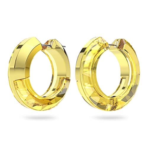 Swarovski Lucent Hoop Earrings Yellow Crystal Cut For Her Evening Parties