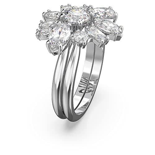 Swarovski Gema Crystal Cocktail Ring Pair Jewelry Collection for Women Rhodium Tone Finish Trendy Crystal Jewelry