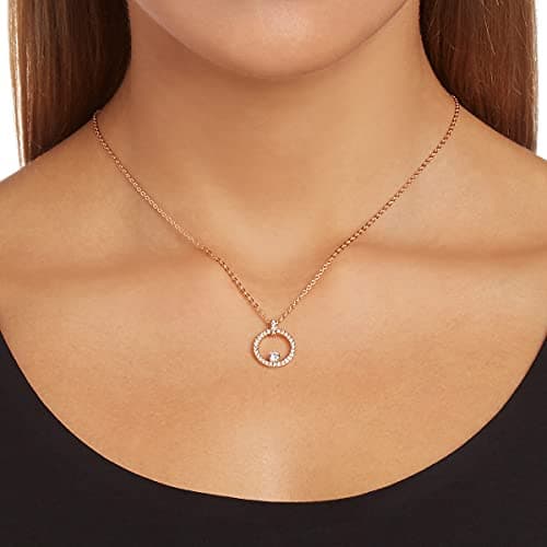 Swarovski Creativity Collection Women's Intertwined Circle Pendant Necklace with White Crystals and Rose-Gold Tone Chain