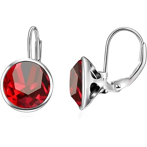 AOBOCO Sterling Silver Bella Earrings for Women, Hypoallergenic Pierced Leverback Cushion Cut Crystal Gifts