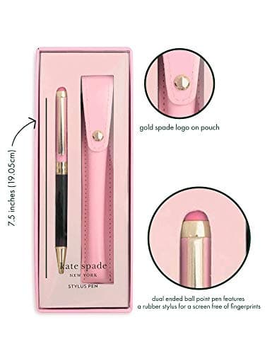Kate Spade New York Stylus Pen for Touch Screens Colorblock, Metal Ballpoint Touch Screen Stylus with Black Ink and Stor