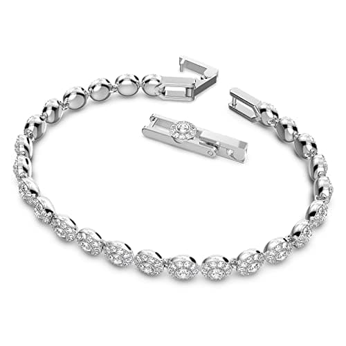 Swarovski Una Angelic Tennis Bracelet for Women, Clear Circle-Cut Crystals and Rhodium Tone Setting, Perfect for Daily W