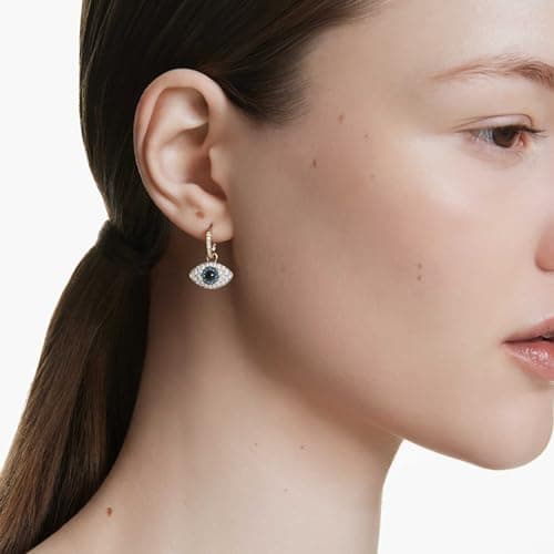 Swarovski Symbolica Blue Evil Eye Drop Earrings for Women Gold-Tone Finished Formal Events