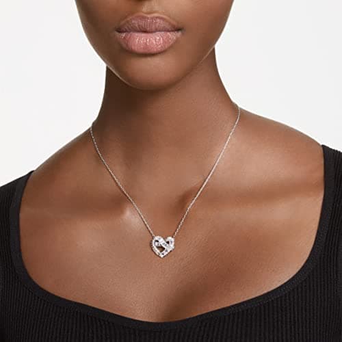 Swarovski Matrix Crystal Jewelry Collection with Heart Symbols and Rhodium Finished Metal for Women Casual WearSparkling