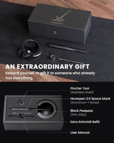Novium Hoverpen |0 Interstellar Edition - Space Black Ballpoint Pen, Unique Conversational Starter, Premium Futuristic D