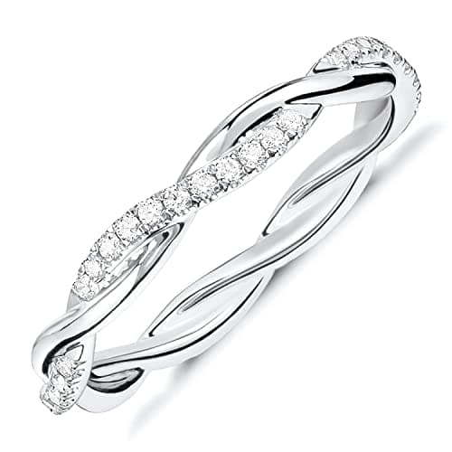 PAVOI 14K Gold Plated Cubic Zirconia Twisted Rope Eternity Band for Women 
| PAVOI 14K Gold Plated Cubic Zirconia Twist