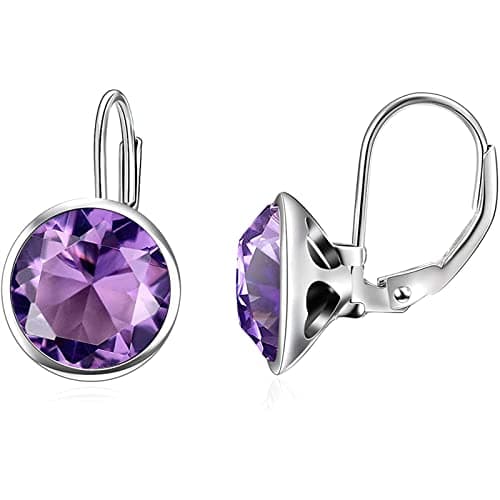 AOBOCO Sterling Silver Bella Earrings for Women, Hypoallergenic Pierced Leverback Cushion Cut Crystal Gifts