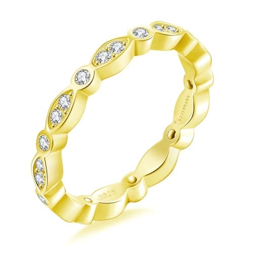 SilverNana Moissanite Wedding Band, 925 Sterling Silver Stackable Eternity Rings for Women Size 4-10
SilverNana Moissani