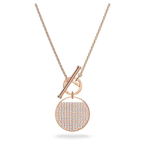Swarovski Ginger T Bar Necklace - Rose Gold Tone Finish for Women - Night Out - Sparkling Clear Crystals - 18inch Chain