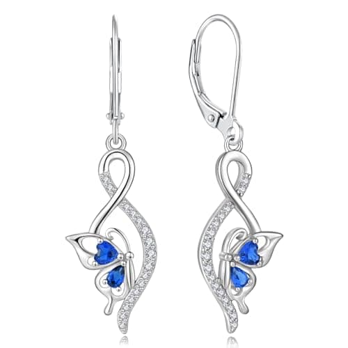 YIFSIY Butterfly Earrings 925 Sterling Silver Leverback Infinity Dangle Jewelry for Women Gifts for Her Party Occasions