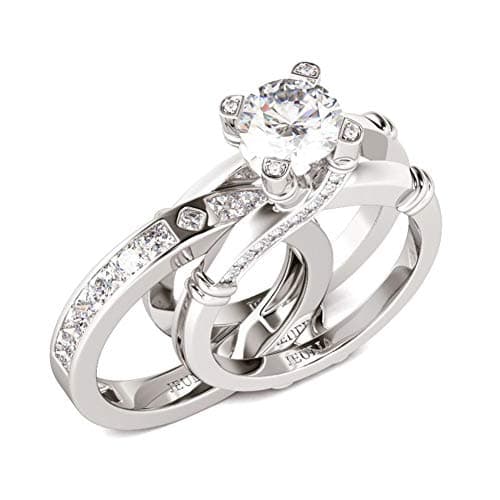 Jeulia Diamond Band Rings for Women CZ Sterling Silver Interchangeable Ring Sets Engagement Wedding Anniversary Promise