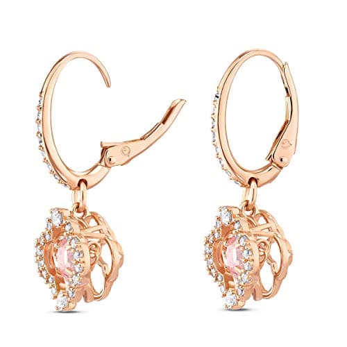 Swarovski Una Pierced Earrings: Clear Crystal Pavé & Pink Stone, Rose-Gold Tone, Women's Jewelry, Everyday Wear, Dazzlin
