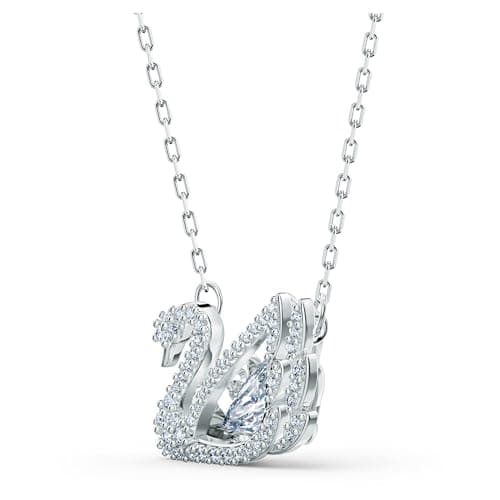 Swarovski Dancing Swan Necklace Jewelry Collection - Rhodium Finish, Blue & Clear Crystals, Elegant Fashion Statement
|