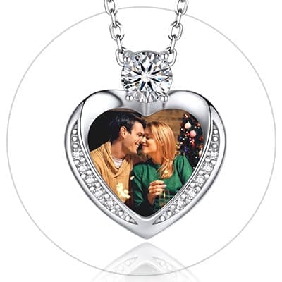 MomentWish Heart Moissanite Necklace for Women, Perfect Gift for Christmas and Birthday, D Color VVS1 Simulated Diamond