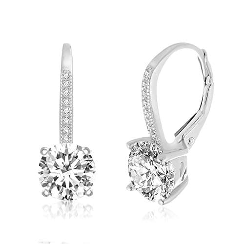 LESA MICHELE Rhodium Plated Sterling Silver Cubic Zirconia Drop Bridal Earrings for Women
| LESA MICHELE Rhodium Plated