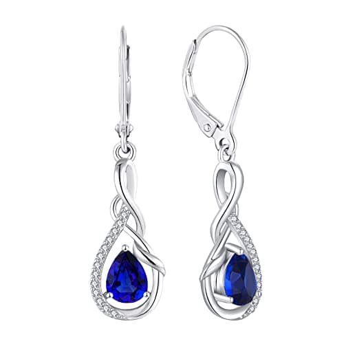 Sterling Silver Infinity Dangle Drop Earrings for Women Evening Parties
| Twisted Gemstone Sterling Silver Leverback Ea