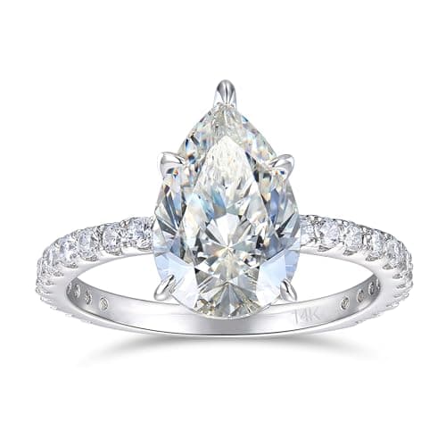 CGSRING 14K White Gold Engagement Ring for Her, Elegant Pear Cut Moissanite, Perfect for Daily Wear and Occasions, 14K