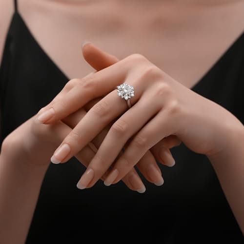DAKKXN Moissanite Engagement Rings for Women: Round Cut VVS1 D Color Moissanite Ring, Perfect for Everyday Wear and Wedd