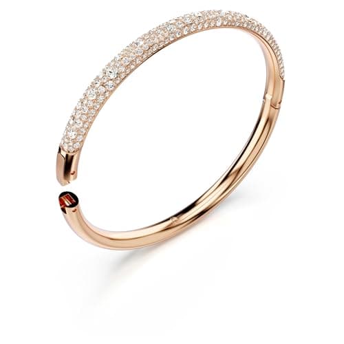 Swarovski Meteora Bangle: Snow Pave Clear Crystals on Rose Gold-tone Finished Metal for Elegant Women on Formal Occasion