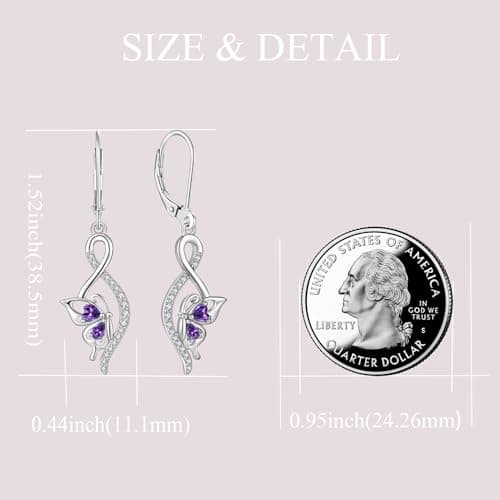 YIFSIY Butterfly Earrings 925 Sterling Silver Leverback Infinity Dangle Jewelry for Women Gifts for Her Party Occasions