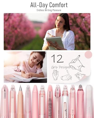 Four Candies Rose Series Gel Pens with Black & Pink Ink for Women Back to School Aesthetic Desk Accessories
| Four Cand