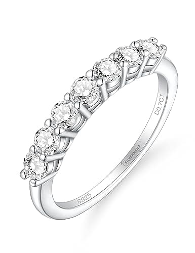 SilverNana Moissanite Wedding Band, 925 Sterling Silver Stackable Eternity Rings for Women Size 4-10
SilverNana Moissani