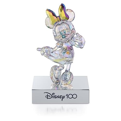 Swarovski Disney100 Mickey Mouse Figurine | Aurora Borealis Colour-Effect Crystal | Blue and Yellow Accents | Chrome Fin