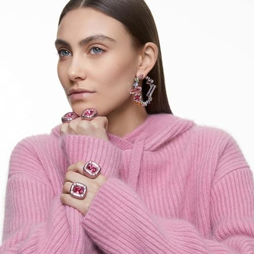 Swarovski Dulcis Cocktail Ring Jewelry Collection Pink Crystals for Women Parties Wedding