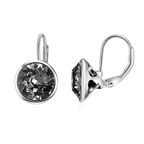 AOBOCO Sterling Silver Bella Earrings for Women, Hypoallergenic Pierced Leverback Cushion Cut Crystal Gifts