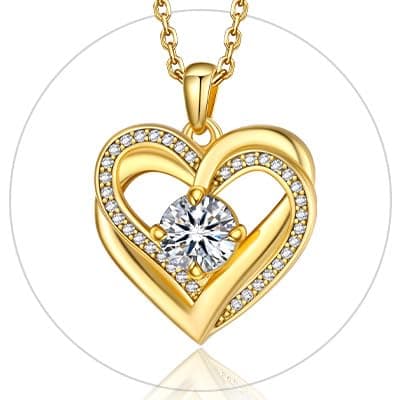 MomentWish Heart Moissanite Necklace for Women, Perfect Gift for Christmas and Birthday, D Color VVS1 Simulated Diamond