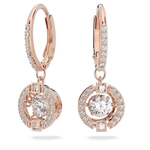 Swarovski Una Pierced Drop Earrings: Dancing Crystal, Rose-Gold Tone, Women's Accessory, Night Out, Sparkling Crystal De