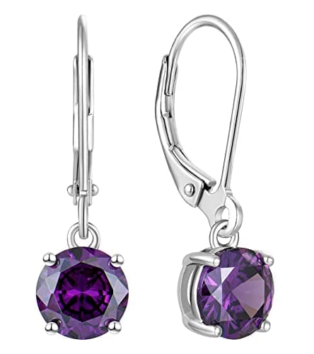 YL Women's Solitaire Dangle Drop 925 Sterling Silver Birthstone Jewelry
| YL Women's 925 Sterling Silver Round Leverbac