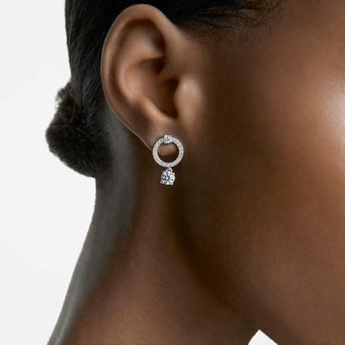 Swarovski Attract Jewelry Collection for Women: Rhodium Tone Neckerche, Earrings, & Bracelet - Crystalline Sparkle
| Sw