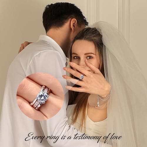 Jeulia Diamond Band Rings for Women CZ Sterling Silver Interchangeable Ring Sets Engagement Wedding Anniversary Promise