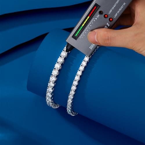 High-Durability Moissanite Tennis Bracelet with Composite Clasp for Women and Men 925 Silver Plated White Gold Chain 6.