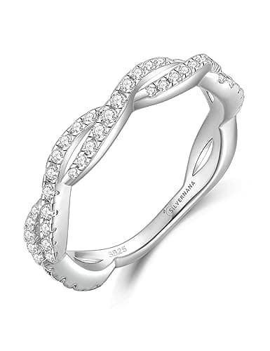 SilverNana Moissanite Wedding Band, 925 Sterling Silver Stackable Eternity Rings for Women Size 4-10
SilverNana Moissani