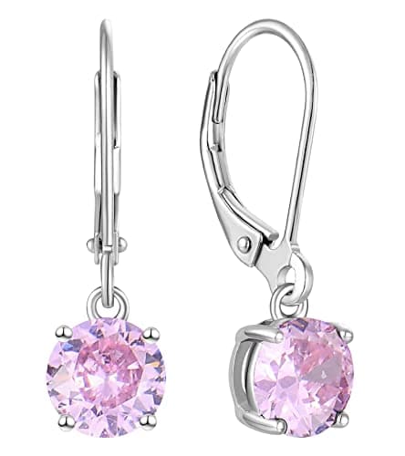 YL Women's Solitaire Dangle Drop 925 Sterling Silver Birthstone Jewelry
| YL Women's 925 Sterling Silver Round Leverbac