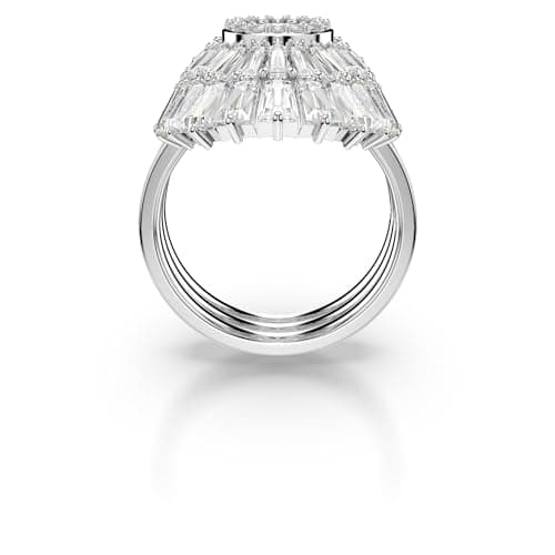 Swarovski Idyllia 3-Piece Ring Set for Women, Mixed Cut Crystals, Shell Motif, Rhodium Finished Metal, Elegant Jewelry G