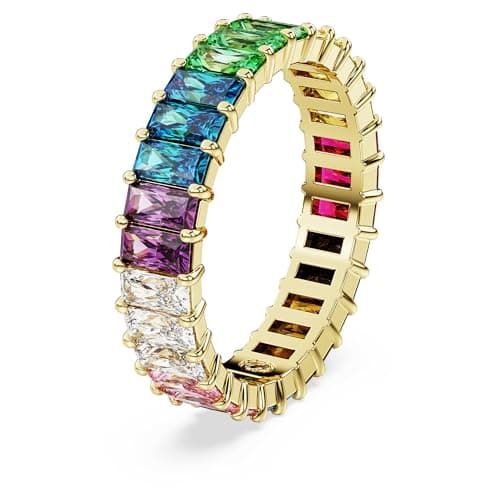 Swarovski Matrix Crystal Ring Collection for Women, Pink Crystal, Rose Gold-Tone Finish, Elegant Wedding Party Jewelry