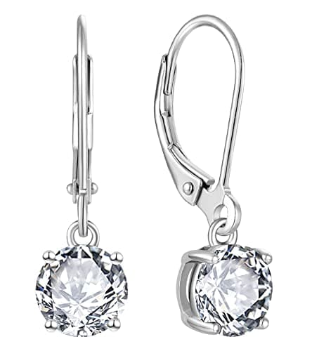 YL Women's Solitaire Dangle Drop 925 Sterling Silver Birthstone Jewelry
| YL Women's 925 Sterling Silver Round Leverbac
