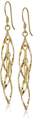Amazon Essentials Sterling Silver Linear Swirl French Wire Earrings for Women Everyday Fashion Ear Accessory 10mm Diamet