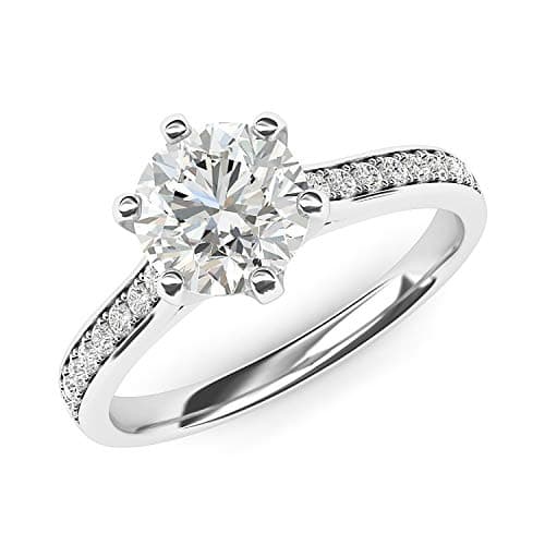 THELANDA 14k White Gold 2 Carats Classic Simulated Diamond Engagement Ring for Her
| THELANDA 14k White Gold 2 Carats C