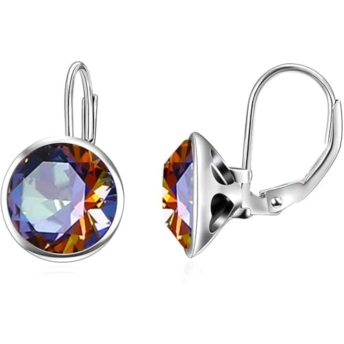 AOBOCO Sterling Silver Bella Earrings for Women, Hypoallergenic Pierced Leverback Cushion Cut Crystal Gifts