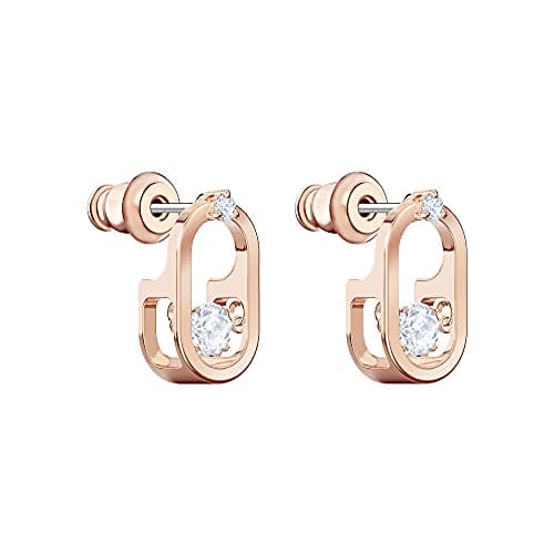 Swarovski Sparkling Dance Pierced Earrings Rose-Gold Tone Floating Round Crystals Cage Design Women Evening Party Jewelr
