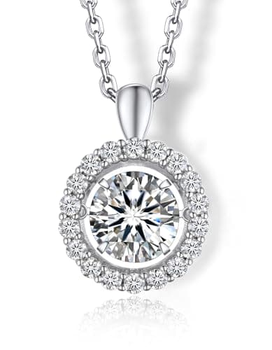 MomentWish Heart Necklace for Women, Sparkling Gift for Her 925 Sterling Silver Dance Necklace for Anniversary Christmas