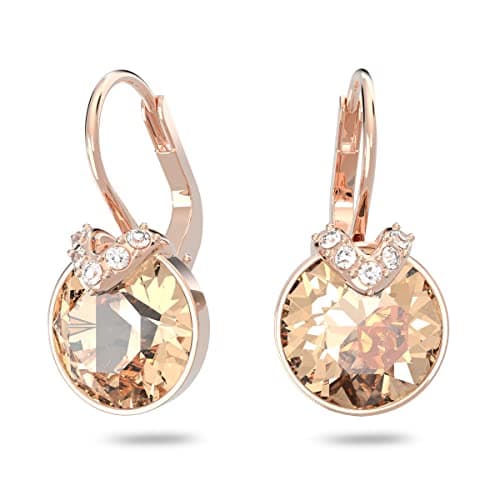 Swarovski Bella V Crystal Earrings, Grey, Yellow, Clear, Rose Color Crystals, Elegant Jewelry for Special Occasions, Swa