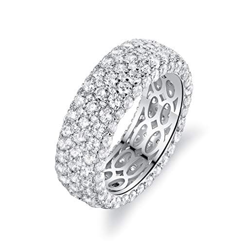 Women's 18k White or Rose Gold Plated Wide Eternity Ring Cubic Zirconia Wedding Band
| Women's 18k White or Rose Gold P